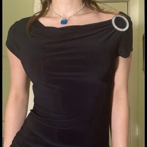 Y2K American City Wear Elegant Black Cowl Neck Blouse